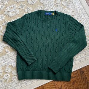 Polo by Ralph Lauren Dark Green Cable Crewneck Sweater
